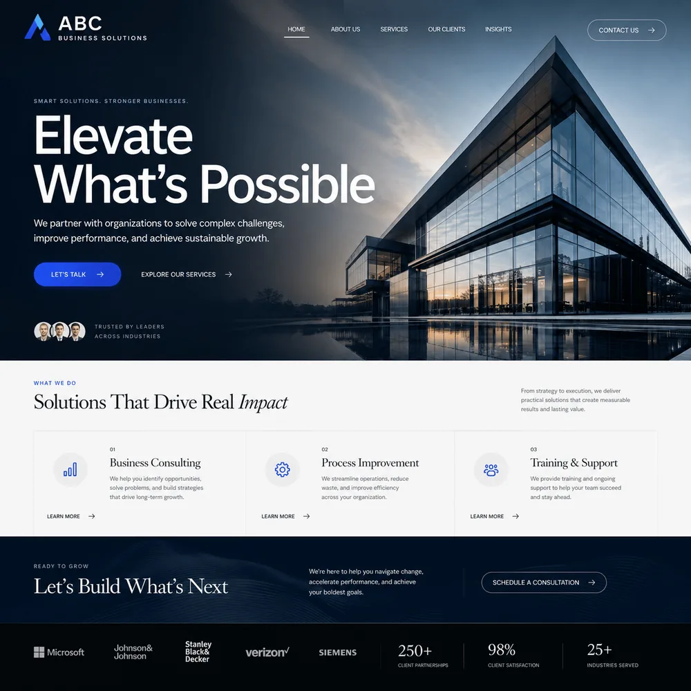 Example redesign: a modern, refined version of the site